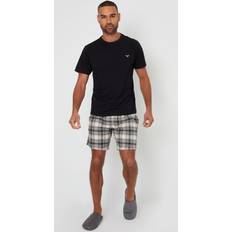 Checkered - Men Sleepwear Threadbare Dray Shortie Check Pyjama Set - Black