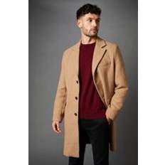 Men - Wool Coats Burton Camel Signature 3 Button Epsom Wool Blend Coat - Medium