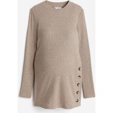 H&M Mama Ribbed Top Light Beige Marl (1121842002)
