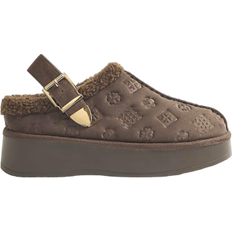 Slippers & Sandals River Island Monogram Faux Fur Lined Buckle Mules - Brown