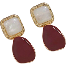 Shein 1pair Fashionable Zinc Alloy Square Drop Earrings For Women For Daily Decoration