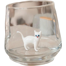 Oven Safe Drinking Glasses Shein White Cat Statue Drinking Glass 50cl