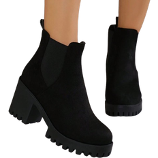 Shein Women's New Autumn/Winter Suede Pull-On Short Boots - Black