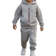 Shein Young Boy Casual Logo Print Hoodie And Pants Set 2-pcs