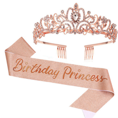 Crowns & Tiaras Exogio Birthday Girl Crown Princess Rose Gold