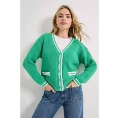 Dorothy Perkins Women's Contrast Cricket Cardigan Sweater - Green