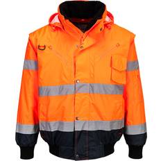 XXL Work Jackets Portwest C465 Hi-Vis 3-in-1 Contrast Bomber Jacket - Orange/Navy