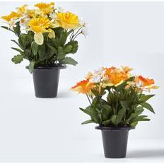 Homescapes Set of 2 Narcissus Daisy Flowers 30 x 25 cm Artificial Plant 2pcs