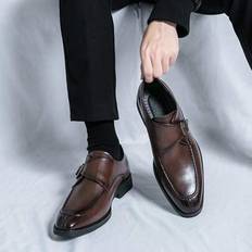 Brown Monks on sale Shein Men's Buckle Monk Strap Shoes Vintage British Style