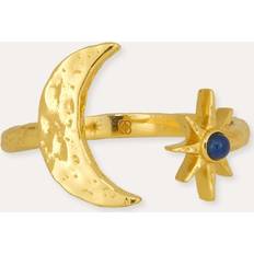 Adjustable Size Rings Ottoman Hands Lapis Moon Star Ring - Gold