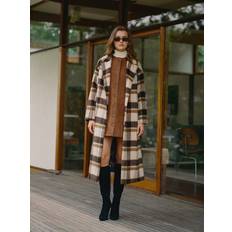 Checkered Coats French Connection Remi Check Belted Coat Brown Multi