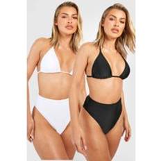 Sportswear Garment - Women Bikinis boohoo 2 Pack High Waisted Bikini Brief - Black/White