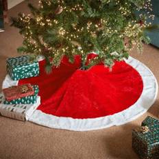 Red Christmas Tree Skirts Samuel Alexander 1.2m Red White Soft Fabric Traditional Christmas Tree Skirt