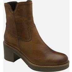 Beige - Block Heel Ankle Boots Ravel Lawers Heeled Ankle Boots - Tan Oily Leather