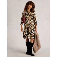 GOTS (Global Organic Textile Standard) Dresses White Stuff Ria Leaves Shirt Dress - Black/Multi