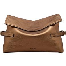 Leather Clutches Radley Olive Gold Medium Flapover Clutch Bag