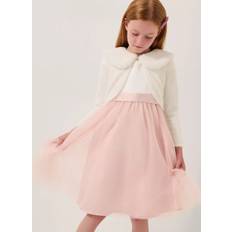 Polyester Cardigans Children's Clothing Monsoon Kids Fuzzy Detachable Collar Cardigan Ivory