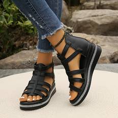 Women Heeled Sandals Temu Women' Platform Wedge Sandals Thick Sole Open Toe Back Zipper Closure