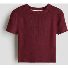 H&M Overdele H&M Kort Top I Ribstrik - Mørkerød