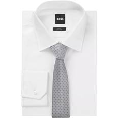 Grey Ties BOSS Formal Tie Jacquard Pattern - Grey