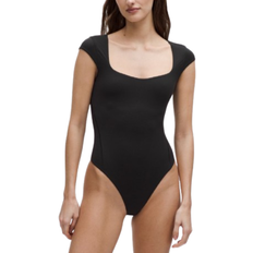 Lululemon Wundermost Ultra-Soft Nulu Sweetheart Cap-Sleeve Thong Bodysuit - Black