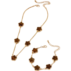 Shein 1pc Sweet And Elegant Lucky Clover Pendant Necklace And Bracelet Set For Women Valentines