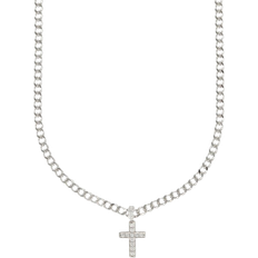 Cernucci Iced Drop Cross Cuban Chain 5mm - Silver/Transparent