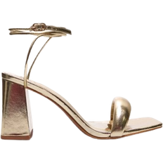PrettyLittleThing Quilted Low Block Heeled Sandals - Gold