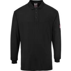 Portwest FR10 Modaflame Knit FR Long Sleeve Polo Shirt - Black