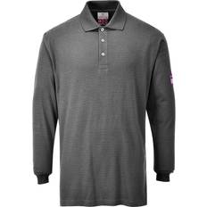 Portwest FR10 Modaflame Knit FR Long Sleeve Polo Shirt - Grey