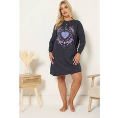 Yours Wild And Free Long Sleeve Nightdress - Navy Blue
