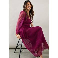 Pink Dresses Wallis Womens Occasion Plisse Wrap Raspberry - Raspberry