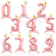 Shein 1pc 42inch Pink Standing Base Crown Numeric 0-9