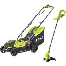 Ryobi Lawn Mowers Ryobi 18V Cordless Lawnmower Grass Trimmer Kit 4.0Ah Battery Powered Mower