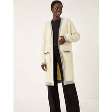 Dam - One Size Koftor Roman Contrast Stitch Longline Cardigan - Beige