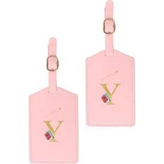 Luggage Tags Uxcell 2 Pack Initial Luggage Tags Pink
