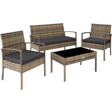tectake Sparta - Nature Outdoor Lounge Set, 1 Table incl. 2 Chairs & 1 Sofas