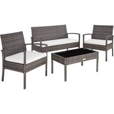 tectake Sparta - Grey Outdoor Lounge Set, 1 Table incl. 2 Chairs & 1 Sofas