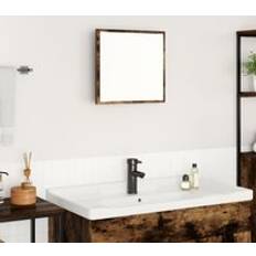 LED Bathroom Mirror Smoked Oak 40x8.5x37 cm Engineered Wood