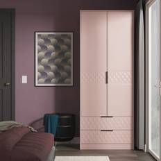 Pink Clothing Storage B&Q Modern Matt Kobe Pink 2 Drawer Tall Wardrobe