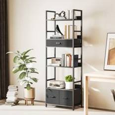 Shelves Book Shelves Homcom 6-Tier Bookshelf With 4 Shelves 3 Fabric Drawers Book Shelf