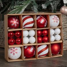 Red Christmas Tree Ornaments Samuel Alexander Set of 40 Red and White Shatterproof Baubles Christmas Tree Ornament 2pcs