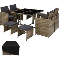 Synthetic Rattan Patio Dining Sets tectake Bilbao - Natural Patio Dining Set, 1 Table incl. 4 Chairs