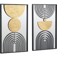 Canora Grey Mirrored Black/Gold Framed Art 38x60cm 2pcs