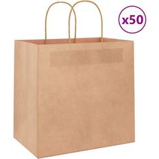 FSC (The Forest Stewardship Council) Indpakningsmaterialer vidaXL Papirposer 50 Stk Med Håndtag 26x17x25 cm Brun