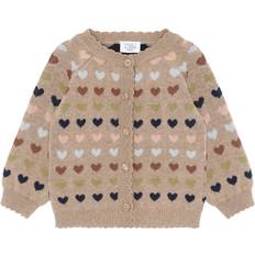 Blå Trøjer Børnetøj Hust & Claire Hccilja Winter Heart Cardigan Biscuit