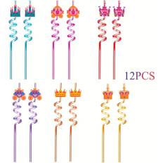 Plastic Straws Temu 6 12pcs Princess Party Straw Reusable