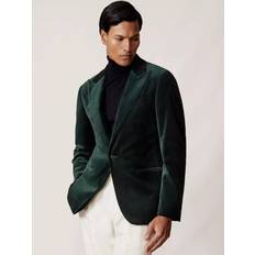 Green - Men Blazers Reiss Aspara Single Breasted Velvet Blazer