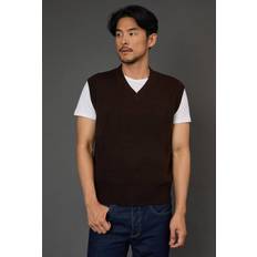 Brown Tank Tops Burton Knitted V Neck Tank - Dark Brown
