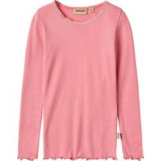 Polyamid Overdele Børnetøj Wheat Langærmet Rib T-Shirt Reese Soft Pink 5 År